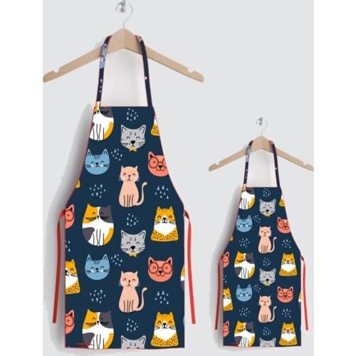 Colorful Cat Mother Children Stain Does Not Hold Kitchen Apron