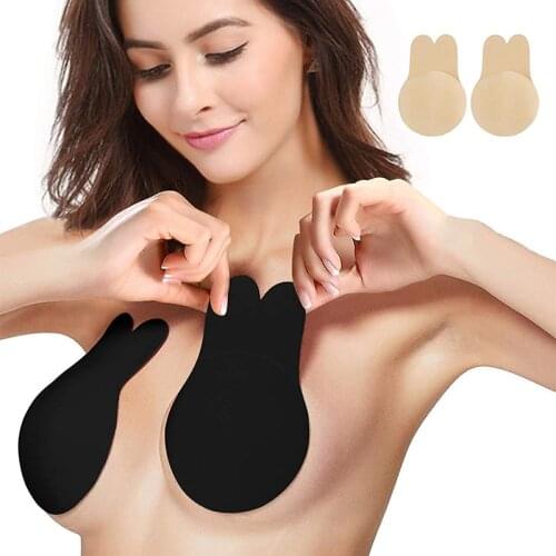 Women Silicone Cute Rabbit Bra Nipple Covers Push Up Invisible Bras Reusable Adhesive Breast Petals Lift Up Invisible Bra Tape