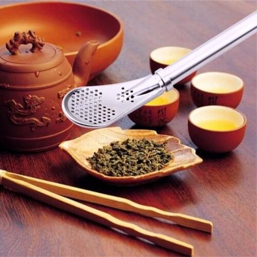 Tea Infuser Filter Yerba Mate Tea Straws Stainless Steel Drinking Straw Filter Spoon Bombilla Gourd Tea Tools Bar Accessories