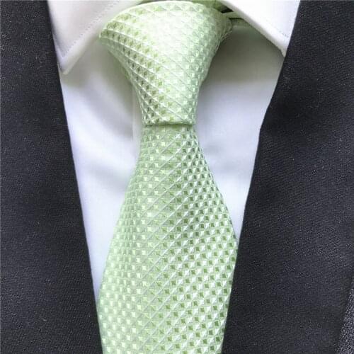 10 cm Width New Design Mens Ties Jacquard Woven Neck Tie Green Geometric Plaids Neckties for Men
