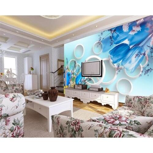 Beibehang Interior High School Decorative 3d Wallpaper Living Room 3D Romantic Purple Lily TV Wall papel de parede papier peint
