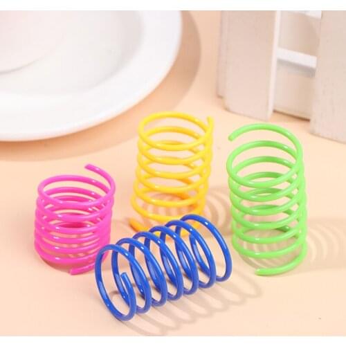 Colorful Cat Spring Toys Wide Durable Heavy Gauge Plastic Springs Cat Toy Play Toys For Kitten Pet Accessories Set Goods For Cat