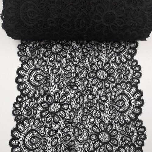 3 Meter/Lot 22cm Black White Lace Fabric DIY Crafts Sewing Suppies Decoration Accessories For Garments Elastic Lace Trim