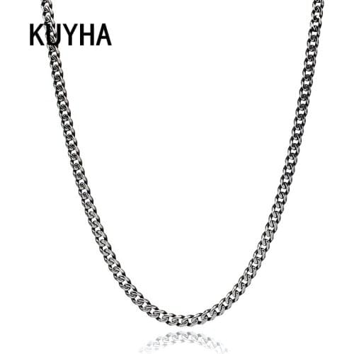 Pendant Necklace Silver Color Trendy Vintage 5mm Width Retro Chain Choker Collar For Men Statement Friendship Present Jewelery