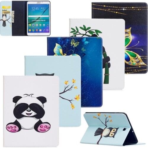 Fashion Painted PU Leather Smart Stand Holder Cover Case for Samsung Galaxy Tab S2 T710 T715 8.0 Inch with Wallet Tablet
