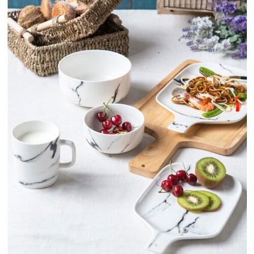 Marble grain ceramic plate dinner bowl meal bowl mug dinnerware sets chinabone tools bone china