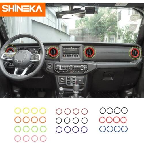 SHINEKA Car Dashboard Air Conditioning Vent Outlet Decoration Cover Ring Sticker Interior Accessories For Jeep Wrangler JL 2018