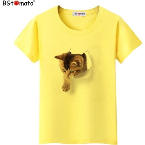 BGtomato NEW Creative 3D t-shirt Super Lovely cute cat shirt women Original brand short sleeve casual funny t shirts