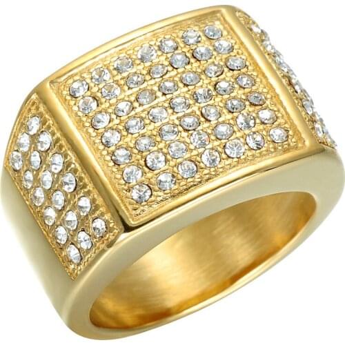 New Trendy Austrian Rhinestone Inlaid Ring Mens Ring Bohemian Crystal Inlaid Metal Ring Accessories Party Jewelry