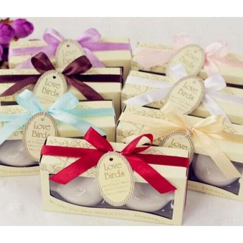 New arrival Best selling 100boxes/lot "Love Birds In The Window" Ceramic Salt and Pepper Shakers Wedding Favor Free shipping