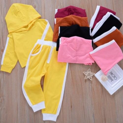 Toddler Baby Fall Clothes, Casual Long Sleeve Color Block Hoodie and Pants 2Pcs Outfits Set Spring Autumn
