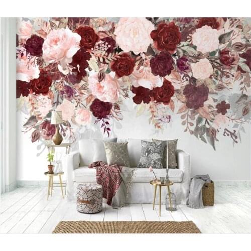 Custom photo 3d wallpaper European abstract watercolor rose flower room home decor 3d wall murals wall paper for walls 3 d