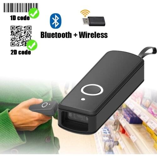 WP-80 Bluetooth 2.4G Wireless Mini Barcode Scanner 1D 2D QR PDF417 Bar Code Reader Warehouse Inventory Device for IOS Android PC