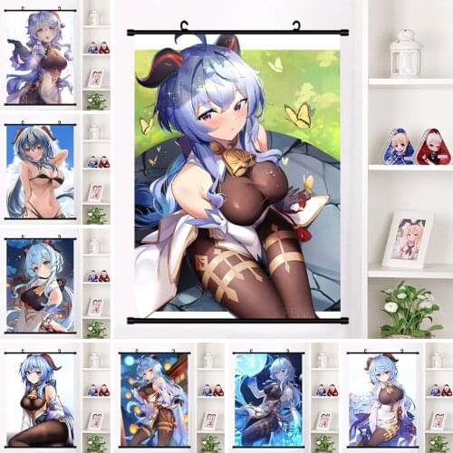 Genshin Impact Ganyu Poster Anime Game Canvas Painting Hanging Picture Plastic Scrolls Home Bedroom Wall Decoration Art Prints