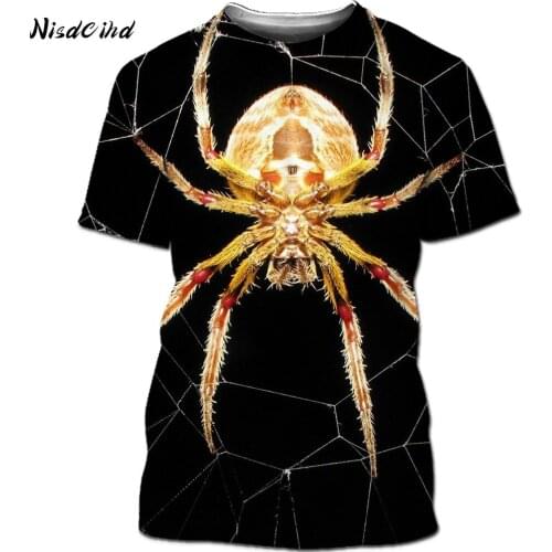 Unisex O-Neck Casual Design Short Sleeve Animal Spider Line Art 3D Fashion Harajuku Top 2021 Summer New Shirt Fashion Print