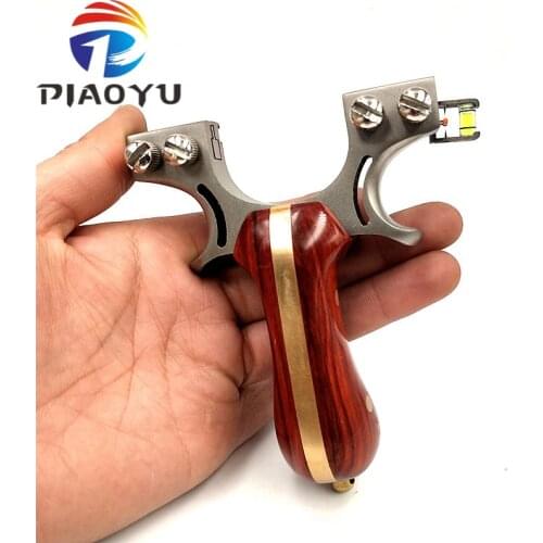 Heavy Hunting Slingshot Stainless Steel Catapult + Wood Handle with Rubber Band Outdoor Shooting Game Sling Shot 2019 New