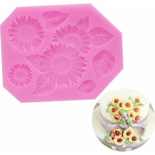 Sugar Cake Silicone Mold Sunflower Flower Flower Leaf Garden Flower Sugar Soft Pottery Clay Gutta Percha Accessories Baking Mold