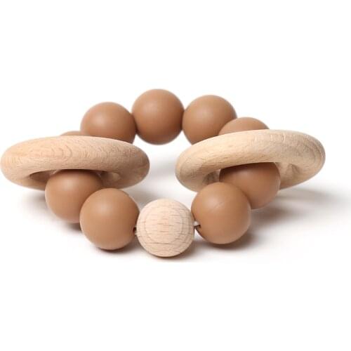 Silicone Teething Toy Baby Silicone Teething Chewing Toy Teether Ring Beads