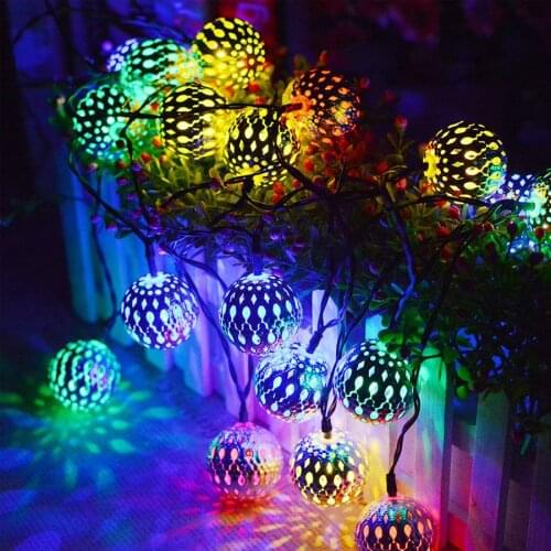 Fairy Lights Christmas Garland LED Lights Decoration Moroccan ball Christmas light string color light iron art romantic room