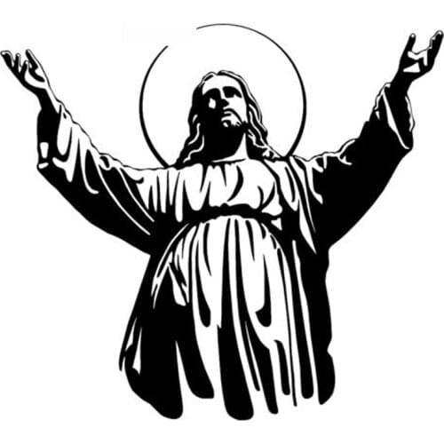 Car Sticker Jesus Son God Decoration PVC Car Model Sticker Decal Accessories Waterproof Sunscreen Black/White,19cm*17cm