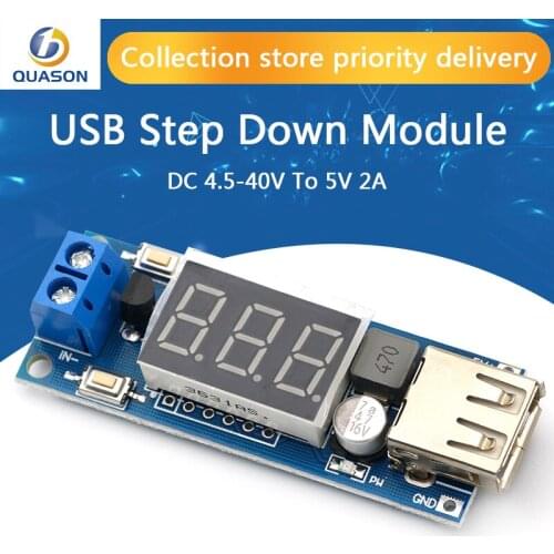 USB CAR Charger LED Step Down Buck Converter Voltmeter Module Low Power DC 4.5-40V To 5V 2A High Efficiency Low Ripple Board