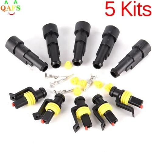 5set Waterproof Car Part 1 Pin Way Sealed Electrical Wire Auto Connector Plug Set Car Motorcycle For HID LED Light Fog Lamp