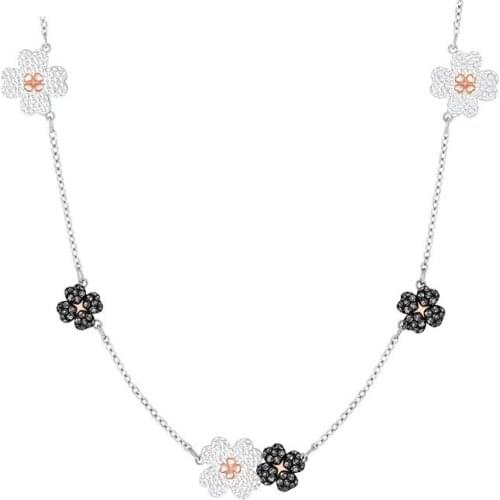High Quality SWA 1: 1 New Austrian Crystal Clover Necklace Double-sided Four Leaf Flower Necklace