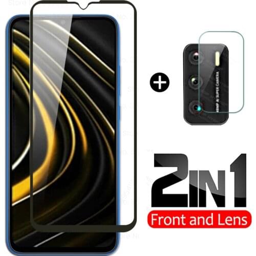 Screen Protector and Camera Lens Armored Film for Xiaomi Mi Poco M3 M 3 Tremp Safety Glass Cover for Mi Pocophone Focophone M3
