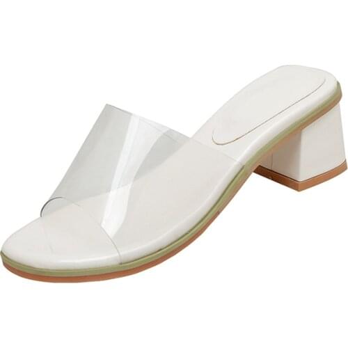 Zapatos De Mujer 2021 Fashion PVC Women Sandals Summer Peep Toe Transparent High Heels Slippers Party Shoes Size 32-43 A520