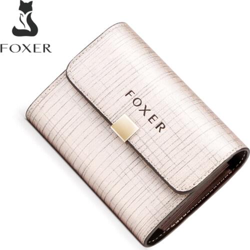 FOXER Brand Ladys Coin Pocket Women Short Style Wallet Luxury Female Purse Girl Card Holder & Mini Wallets Gift For Girl