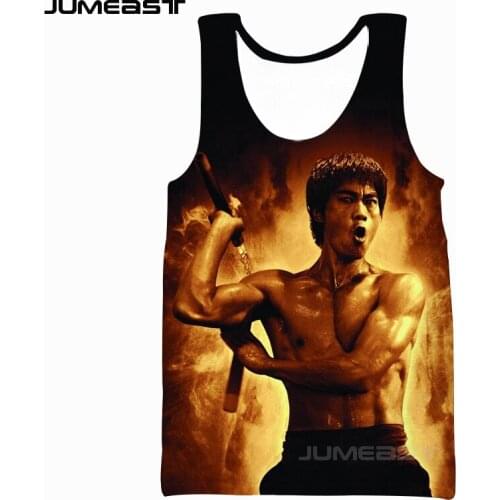 Jumeast Brand Men Women 3D Printed Vest Chinese Kung Fu Superstar Bruce Lee Short Sleeve Sport Pullover Summer Tank Tops Tees