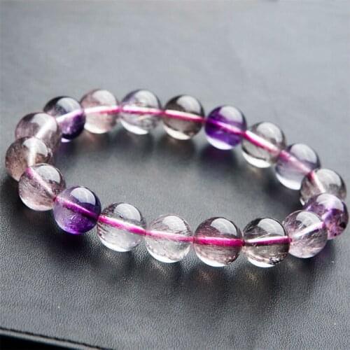 11mm Genuine Colorful Natural Rutilated Quartz Bracelets Super Seven 7 Melody Stone Crystal Round Bead Bracelet