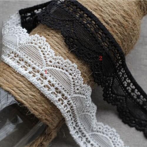 20Yards 3cm Wholesale Craft Garment White Black Fabric Ribbon Lace Trim Elastic Motifs For Dresses YY108