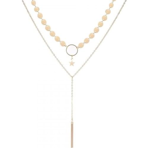 2020 Korean Fashion New Necklace Sexy Simple Street Necklace Handmade Sequins Star Tassel Double Clavicle Necklace Portagioielli