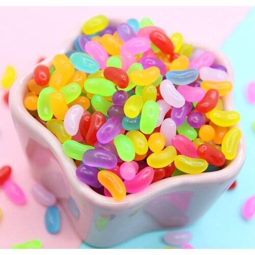 50pc Soft Rainbow Jelly Sugar Beads Funny DIY Accessories Decoration Dollhouse Decor Miniature Craft Garden Fairy Ornament