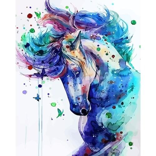 5D DIY Square/Round Diamond Painting Watercolor horse Cross Stitch Diamond Embroidery Needlework home Decoration J0204