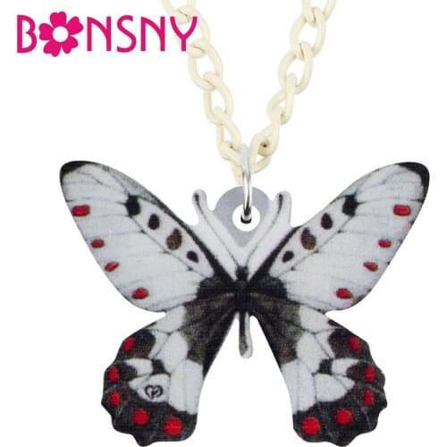 Bonsny Acrylic Spot Butterfly Necklace Choker Cute Animal Collar Pendant Jewelry For Women Girls Kids Trendy Gift Accessories