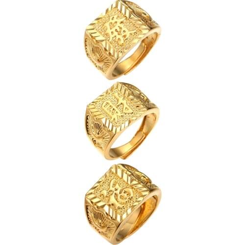 BONISKISS Mens Ring Gold Wish Jewelry Brass Adjustable Jewelry Free Giftbox Male Ring Cool Decoration For Man Anillos Wholesale