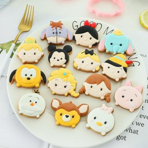 Disney Mickey Cake Cookie Plastic Baking Mould Cookie Cutter Set Cartoon Biscuit Baking Tools Disney Princess Decoration Tool
