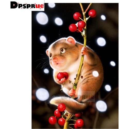 Dpsprue Full Square/Round Diamond Painting Cross Stitch Diamond 3D Embroidery Animal Mouse DIY 5D Moasic Home Decor Gift DP13