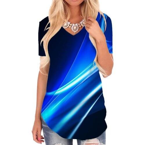 Giyu Brand Abstract T Shirt Women Psychedelic Shirt Print Art Funny T shirts Harajuku V-neck Tshirt Womens Clothing Fashion