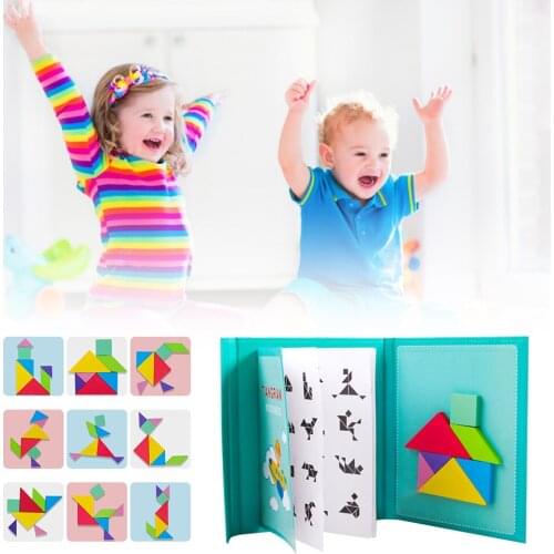 Tangram Game Puzzle Travel Games Jigsaw Colorful Book Shape Educational Toy for Baby Toddlers Kids