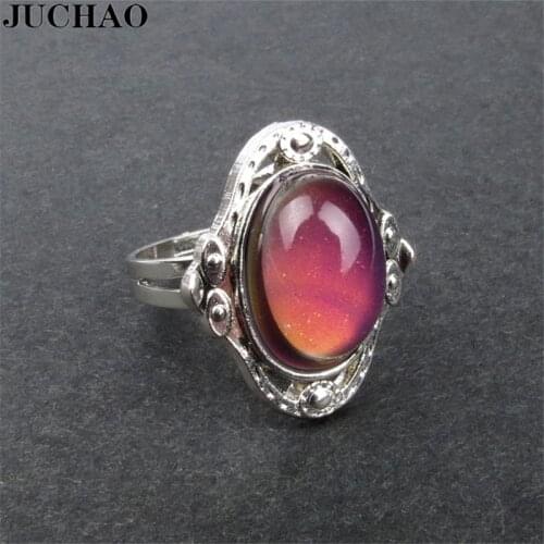 JUCHAO Vintage Retro Color Change Mood Ring Oval Emotion Feeling Changeable Ring Temperature Control Color Rings For Women