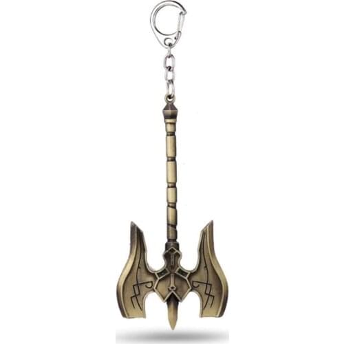 Classical 3D Game LOL League Role Sion Weapon Keyring Axe Keychain Model Chopper Chaveiro Souvenir Gift Llavero Hatchet Brelok