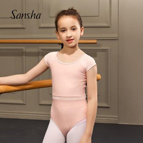 Sansha Children Ballet Dance Leotard Round Neck Cap Sleeve Breathability Ballet Practice Gymnastics Kids Dancewear 51AI0002P