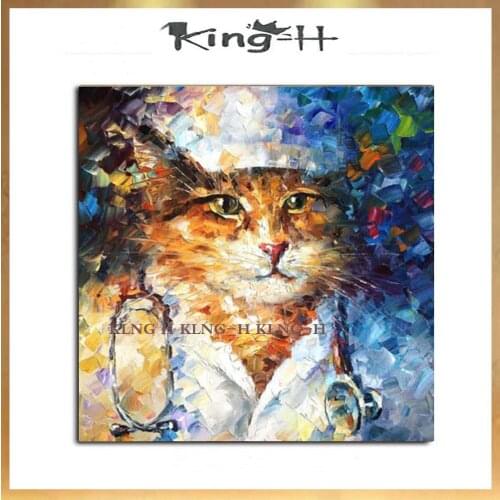 Mascota gato animal pintura al óleo pintada a mano 100 lienzo pared arte pintura envío gratis gran tamaño barato promoción de ve