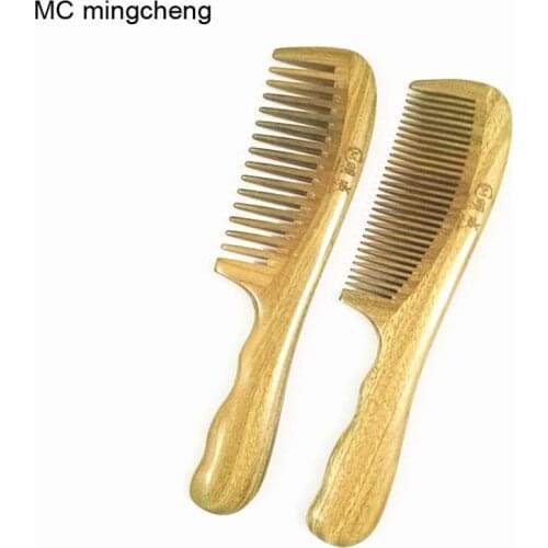 MC Brand 2017 Exquisite Handmade Natural Green sandalwood Comb Wooden Handle Combs Hair Style Designer Professional For Ladies