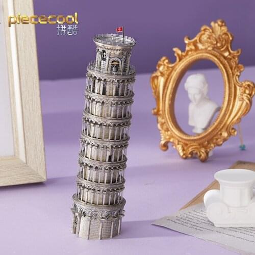 Piececool 3D Metal Puzzle Colorful TORRE DI PISA building model kits DIY Laser Cut Puzzles Jigsaw Toy For Children