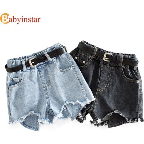 Babyinstar Girls Fashion Denim Shorts 2020 Baby Girl Elastic Waist Ripped Denim Shorts Childrens Casual Clothing Kids Shorts