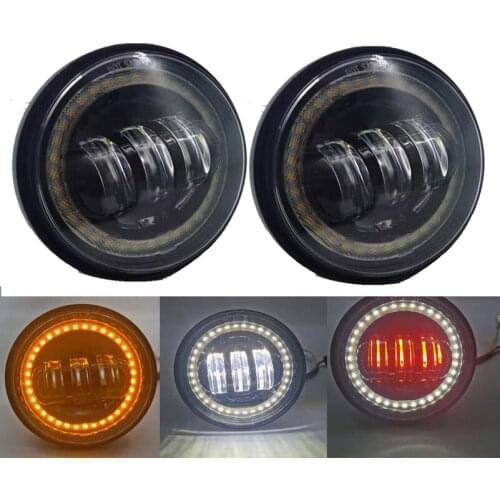 Motorcycle 4-1/2" 4.5inch LED Passing Light for Harley 30W White DRL Red Demon Amber Turn signal Fog Lamps Auxiliary Light Bulb